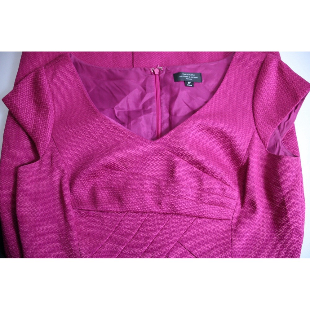 Tahari ASL Women 8 Petite Career Dress Pink V Neck Cutout Lined EUC - Picture 3 of 4